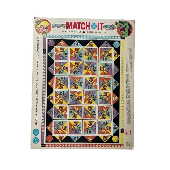 Vintage Mattel MATCH IT Puzzle Tile Game Beany and Cecil 1961 Rare Educational - Picture 1 of 7
